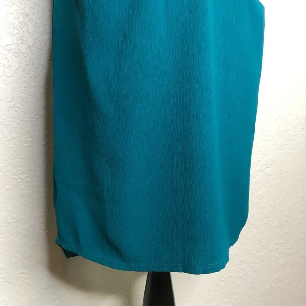Anthropologie Dolan turquoise blue green mixed material tunic dress size Small